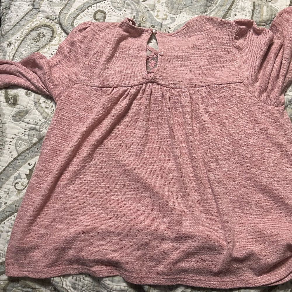 WALLFLOWER PINK LONG SLEEVE SHIRT, XL, SEE THROUGH FRONT, BACK BUTTONS